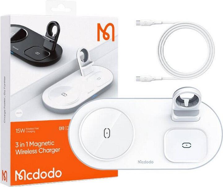 Image du produit Mcdodo Chargeur sans fil CH-7062 3 en 1 15W (appareil mobile/TWS/Apple watch) (blanc) (15 W)