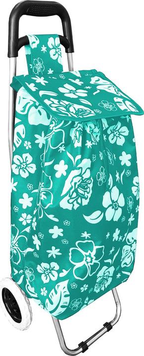 Actual product image Mojawo Einkaufstrolley Mint mit Blumenmuster + Rädern / klappbar