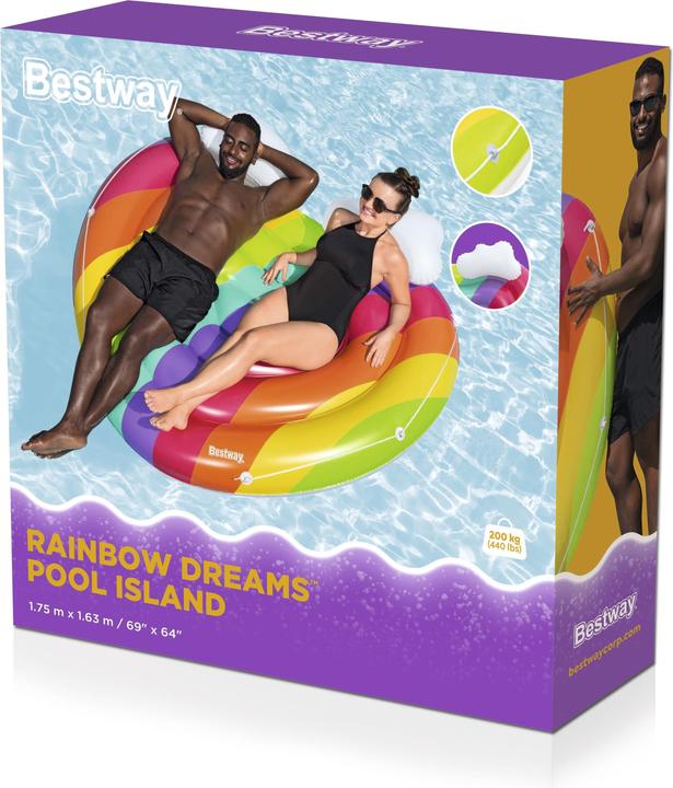 Actual product image Bestway Rainbow Dreams™ 2-Person Inflatable Pool Island 1.75 m x 1.63 m