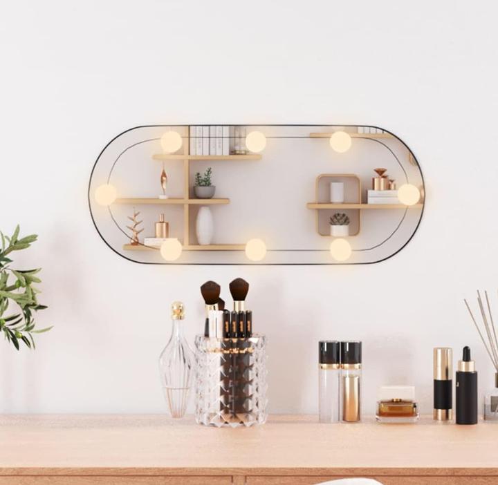 Image du produit VidaXL Wandspiegel mit LED-Leuchten 20x50 cm Glas Oval (20 x 50 cm)