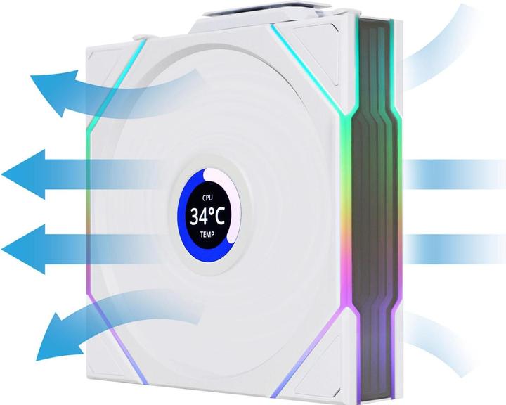 Produktbild Lian-Li UNI FAN TL Wireless LCD Lüfter, ARGB, PWM - Reverse Blade, 120 mm, weiss (120 mm, 1 x)