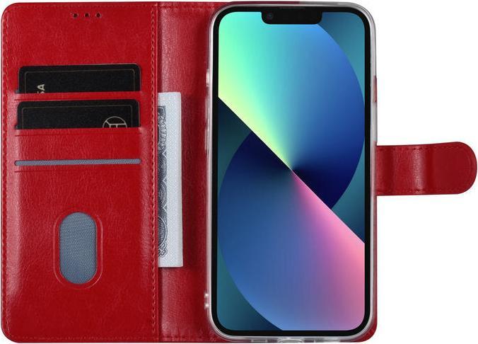 Produktbild UNIQ Accessory Hülle iPhone 13 - Book Case Kunstleder rot mit 3 Kartenfächer No.179.2 (Apple iPhone 13, Apple iPhone 16)