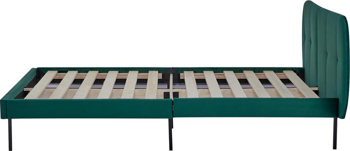 Actual product image En.Casa Upholstered bed Porvoo velvet 140x200 cm dark green (140 x 200)