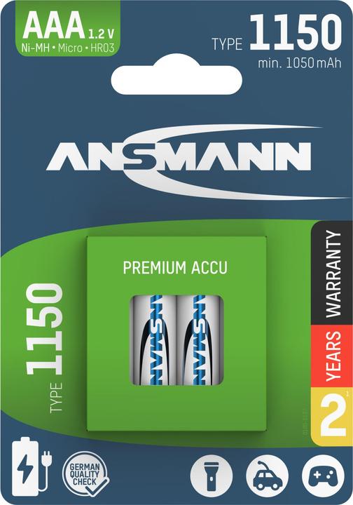 Produktbild Ansmann NiMH Akku Micro AAA Typ 1150 (min. 1050 mAh) (4 Stk., AAA, 1050 mAh)