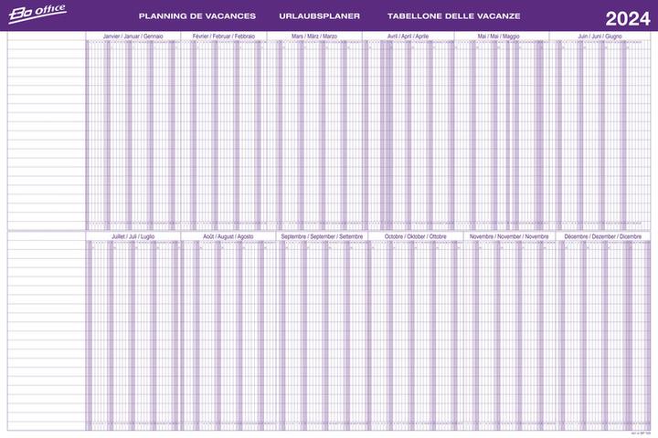 Produktbild BoOffice Urlaubsplaner (90 x 60 cm, Kein Einband, Deutsch, Französisch, Italienisch, Englisch)