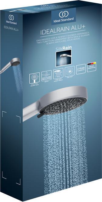Immagine prodotto Ideal Standard Doccetta a 2 funzioni in alluminio+ diametro: 100 mm (2 Tipi di raggi, 8 l/min)