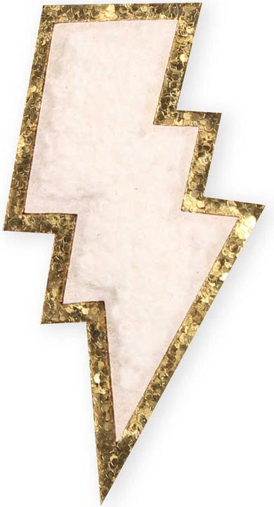 Produktbild PhoneLook Sticker Aufkleber für Handy/Tablet/Computer 3D gestickt Blitz weiss gold