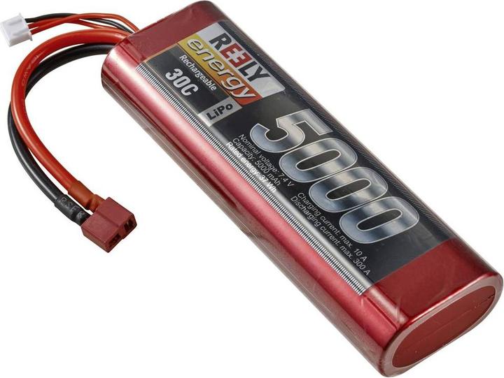 Actual product image Reely Model making battery pack (LiPo) 7.4V 5000 mAh Number of cells: 2 30 C Stick Hardcase T-connector (7.40 V, 5000 mAh)