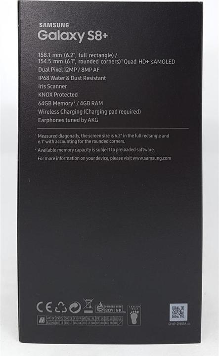 Produktbild Samsung Galaxy S8+ (64 GB, Midnight Black, 6.20", Single SIM, 12 Mpx, 4G)