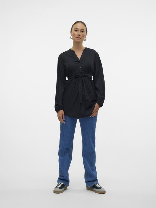 Image du produit Mamalicious Coupe normale Col mandarin Poignets élastiques Top manches ballon Blouse (L)