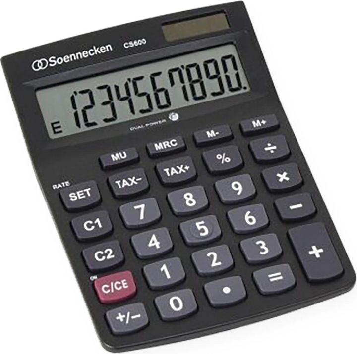 Produktbild Soennecken Taschenrechner CS600, Schwarz (Solarzellen)