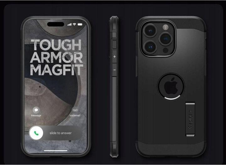 Actual product image Spigen Tough Armor MAG iPhone 16 Pro Max MagSafe czarny/black ACS08013 (Apple iPhone 16 Pro Max)