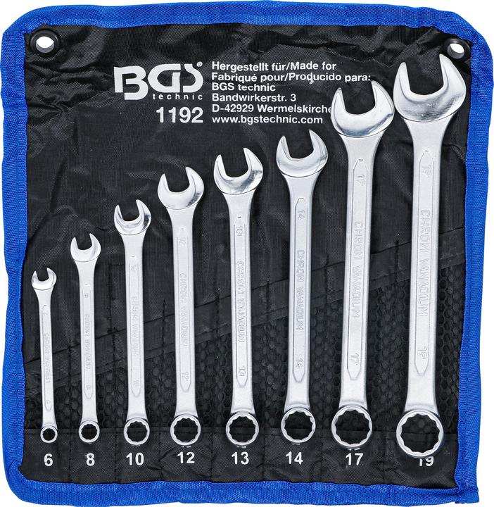 BGS Maul-Ringschlüssel-Satz SW 6 - 19 mm 8-tlg. (19 mm, 6 mm, 12 mm, 14 mm, 16 mm, 10  mm, 18 mm, 7 mm, 17 mm, 11 mm, 15 mm, 8 mm, 9 mm, 13 mm)