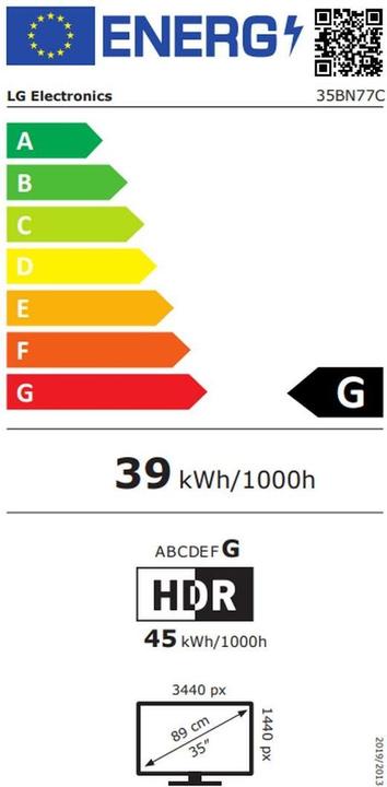 Energie-Label LG 35BN77C-B (3440 x 1440 Pixel, 35")