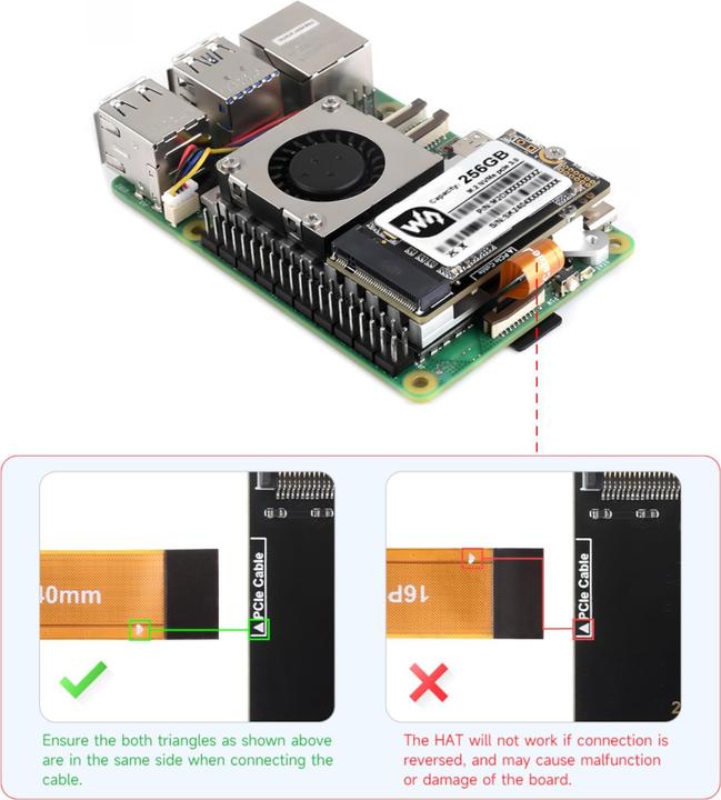 Immagine prodotto WaveShare Adattatore SSD da PCIe a M.2 con radiatore (E) per Raspberry Pi 5