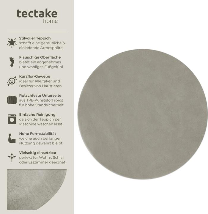 Immagine prodotto tectake Tappeto a pelo corto Soft Zone (120 x 120 cm)