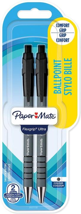 Produktbild Paper Mate Kugelschreiber Flexgrip Ultra RT M 2er schwarz Blister (Schwarz, 2 x)