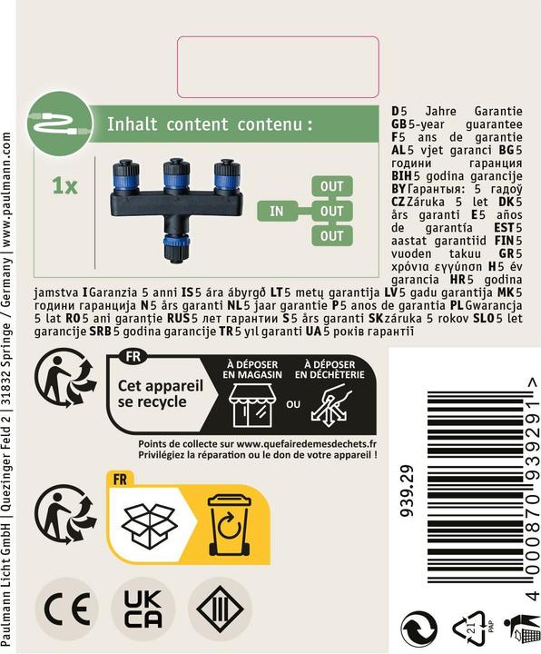 Produktbild Paulmann Outdoor Plug & Shine Verteiler 1 in-3 out