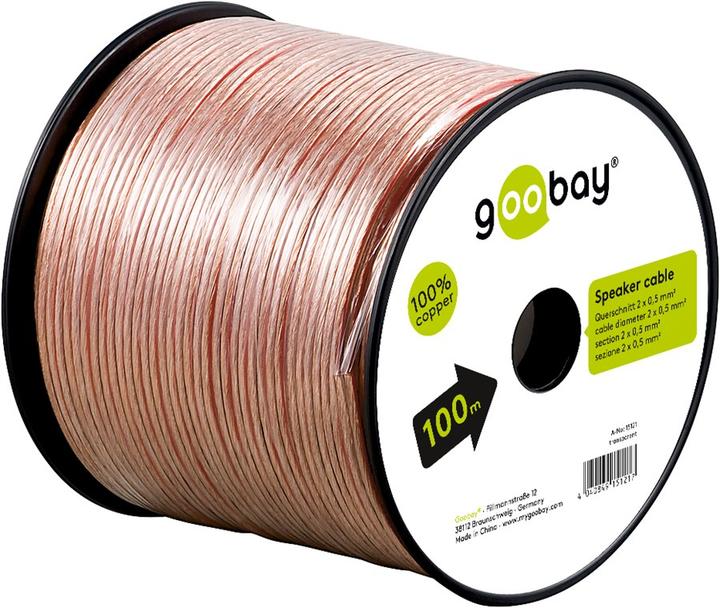 Actual product image Goobay Speaker Cable Transparent CU (100 m, 0.50 mm²)