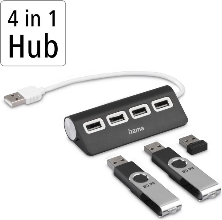 Produktbild Hama USB-A-Hub (USB-A, 4 Ports)