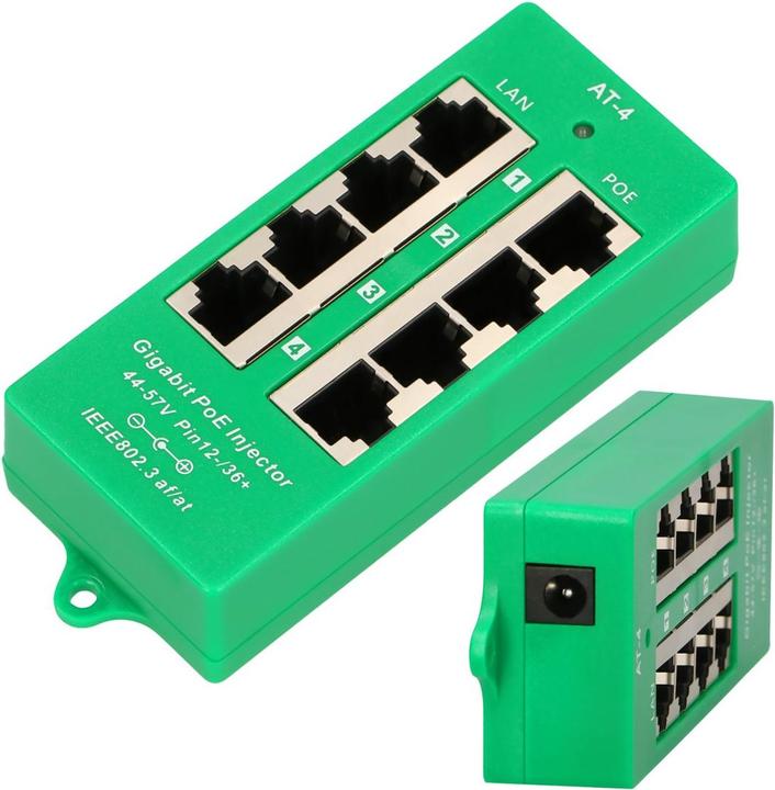 Extralink ACTIVE POE INJECTOR 4 PORT GIGABIT 802.3AT/AF MODE A - - 4-Port Gigabit Ethernet (802.3af (PoE), 802.3at (PoE+))