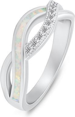 Brilio Silver - Elegant silver ring with zircons and synthetic opal RI126W - Circuit: 60 mm (60)