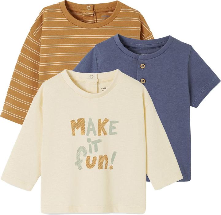 Vertbaudet 3er-Pack Baby Shirts: Langarm & Kurzarm BASIC