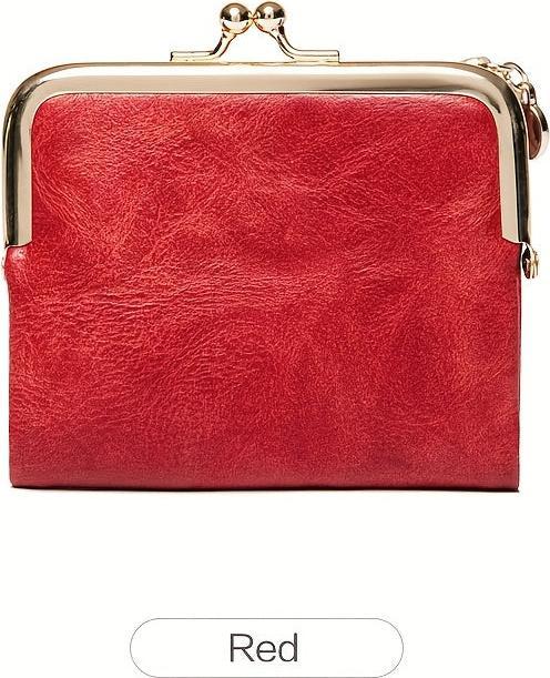 Only-Bags.Store Solide Farbe vielseitige kurze Brieftasche, Vintage Clutch Coin Purse Credit Card Holder mit