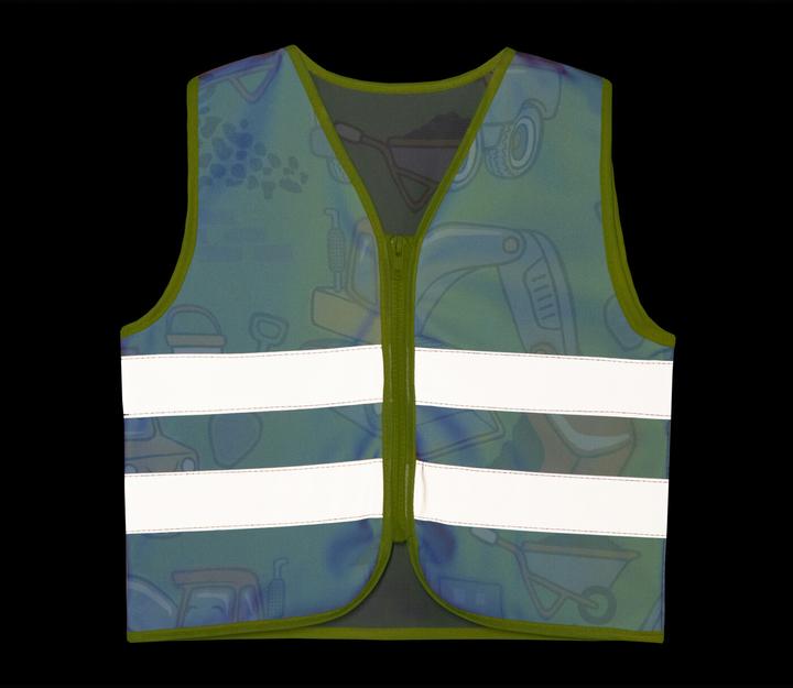 Actual product image Korntex Kinder Warnweste Action „Working Heroes“ - CO2 Neutral - Hellgrün/Baustelle - XS (XS)