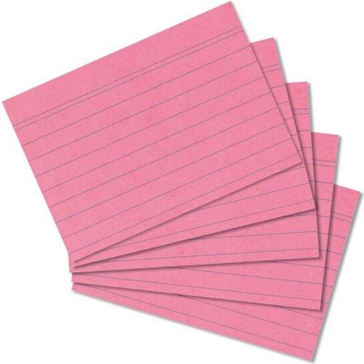 Herlitz Index cards, DIN A8, ruled, pink (A8, 170 g/m², 100 x)