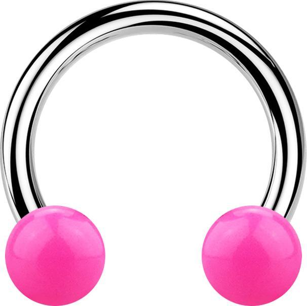 Produktbild Star Piercing Micro Circular Barbell silber mit zwei Kugeln pink (Chirurgenstahl 316L, ohne Messing, Acryl)