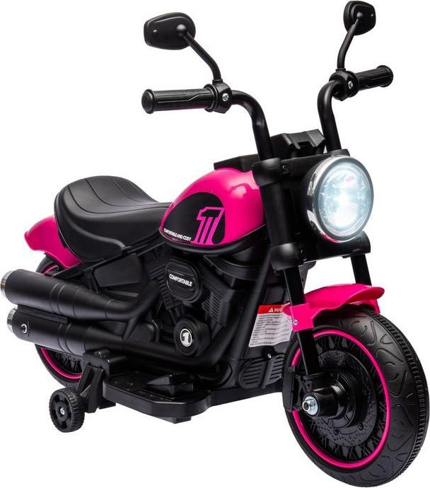 Swisshandel24 Moto elettrica per bambini, 2 ruote di allenamento rimovibili, 1,5-3 km/h, per 1,5-3 anni Rosa (6 V)