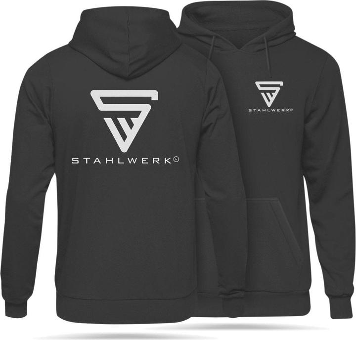 Stahlwerk Hoodie Schwarz Kapuzen-Pullover Grösse XL 100% Baumwolle (XL)