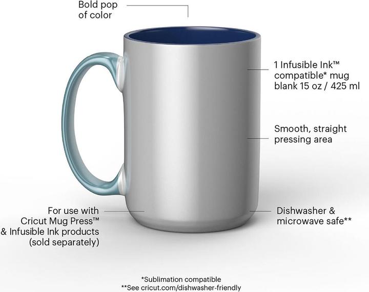 Produktbild Cricut Tasse Infusible Ink Ocean 425 ml, Weiss/Blau (425 ml, 1 x)