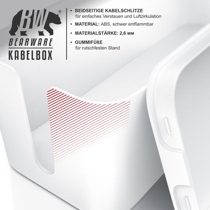 Immagine prodotto Bearware Set di box per cavi, 2 dimensioni, plastica, piedini in gomma, gestione dei cavi, per ciabatte, box