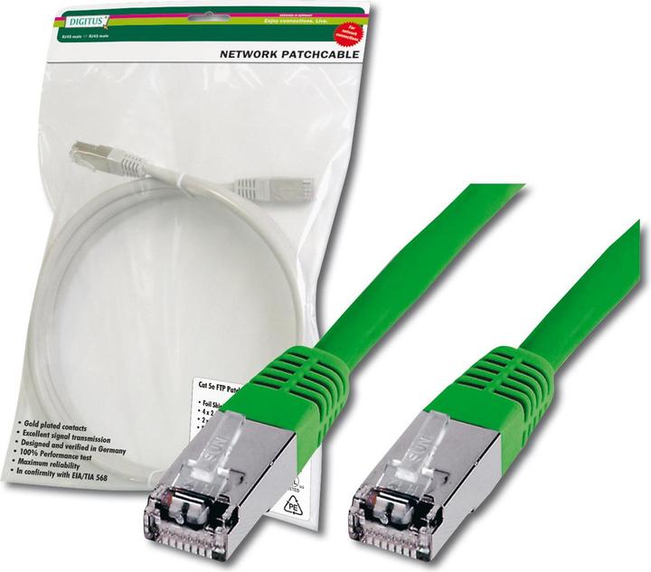 Image du produit Digitus CAT 5e SF-UTP Câble patch Cu PVC AWG 26/7 Longueur 2 m Couleur vert (FTP, CAT5e, 2 m)