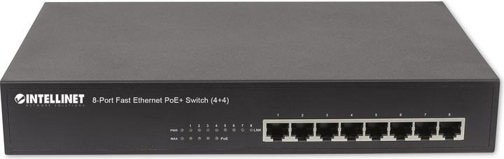 Actual product image Intellinet 8-Port Fast Ethernet PoE+ Switch 4 x PoE IEEE 802.3at/af Power-over-Ethernet Ports 4 x Standard R... (8 ports)
