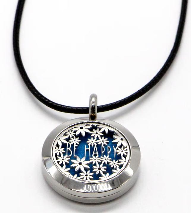 Image du produit Zen Arôme Bijoux parfumés Collier avec pendentif No.4 pour huile essentielle, parfum - acier inoxydable avec (Cuir, Acier inoxydable)