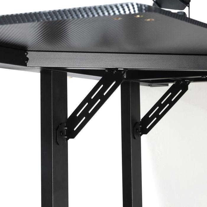 Actual product image Swisshandel24 Gaming table Desk L-shaped with headphone hook Cup holder MDF metal Black+Red 168x