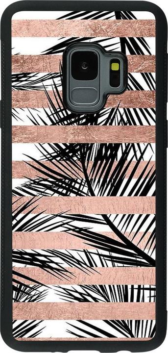 Actual product image PhoneLook Coque Silicone rigide noir Palm trees gold stripes (Samsung Galaxy S9+)