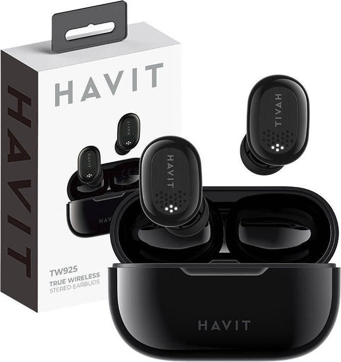 Actual product image Havit TWS Bluetooth Headset Black Wireless Headphones In Ear Music Black (100 h, Wireless)