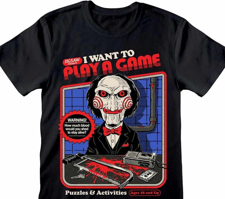 Actual product image Steven Rhodes Unisex Adult I Want To Play A Game Saw T-Shirt (XXL)