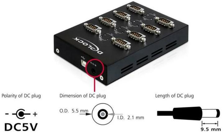 Produktbild Delock 61860 USB 2.0 zu 8 x Seriell Adapter (1 m)