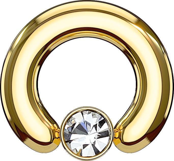 Actual product image Star Piercing Closure Ring gold-plated disc crystal silver (Surgical steel 316L)