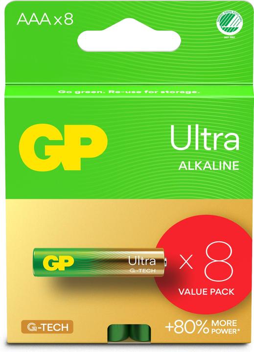 Actual product image GP Batteries GP Ultra Alkaline AAA Battery, 24AU/LR03, 8-pack (8 pcs., AAA)