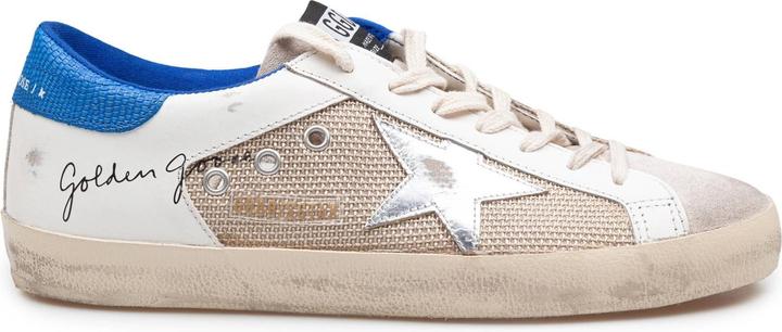 Golden Goose super star in suede and fabric white and bluette color (42)