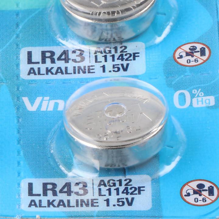 Image du produit Vinnic 10er Set LR43, VA12GA, 186, 84, LR1142, G12, AG12, L1142, RW84, D186 (10 pcs, LR43, 80 mAh)