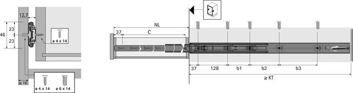 Actual product image Hettich Coulisse à sortie totale KA 5632 SC
