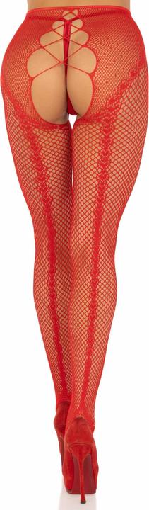 Produktbild Leg Avenue Netzstrümpfe Mit Schrittfreiem Stiefel Rot (One Size)