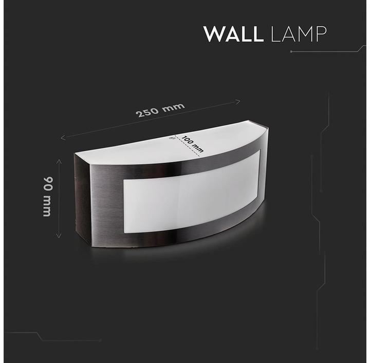 Actual product image V-TAC VT7670 Garden Wall Light E27 Stainless Steel PC IP44 (E27, IP44)